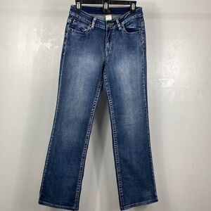 Monroe & Main Straight Leg Mid Rise Embroidered Jeans size 8